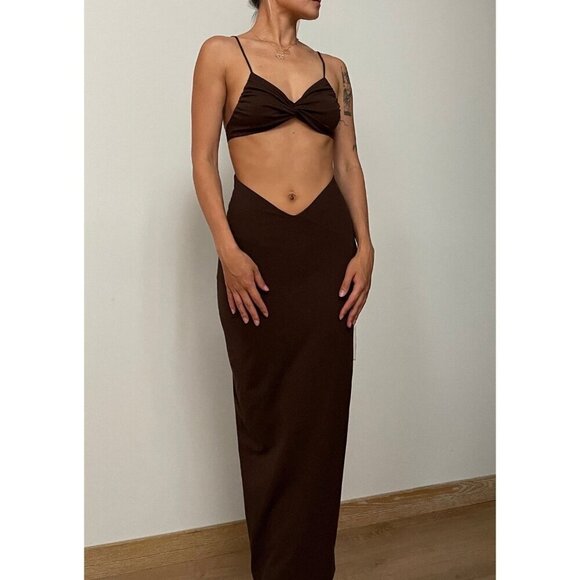 NWT Jin Giorgio Fits Everybody Long Slip Dress in Cocoa Sz. Xs - Picture 1 of 16